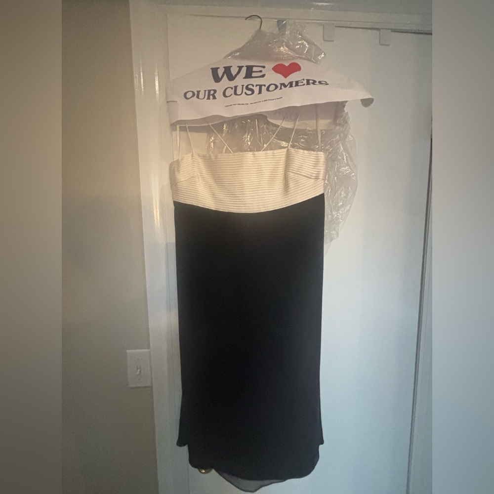 Phoebe Couture Black and Cream Strapless Dress